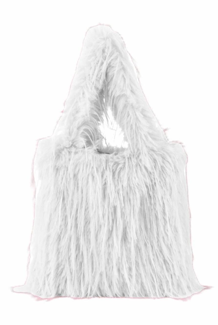 NEW JOIA bertha bfaux fur oversize shoulder bag in white